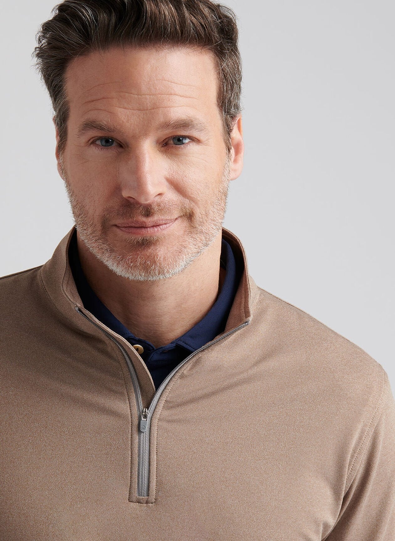 Perth Mélange Performance Quarter-Zip by Peter Millar - Poplar Brown
