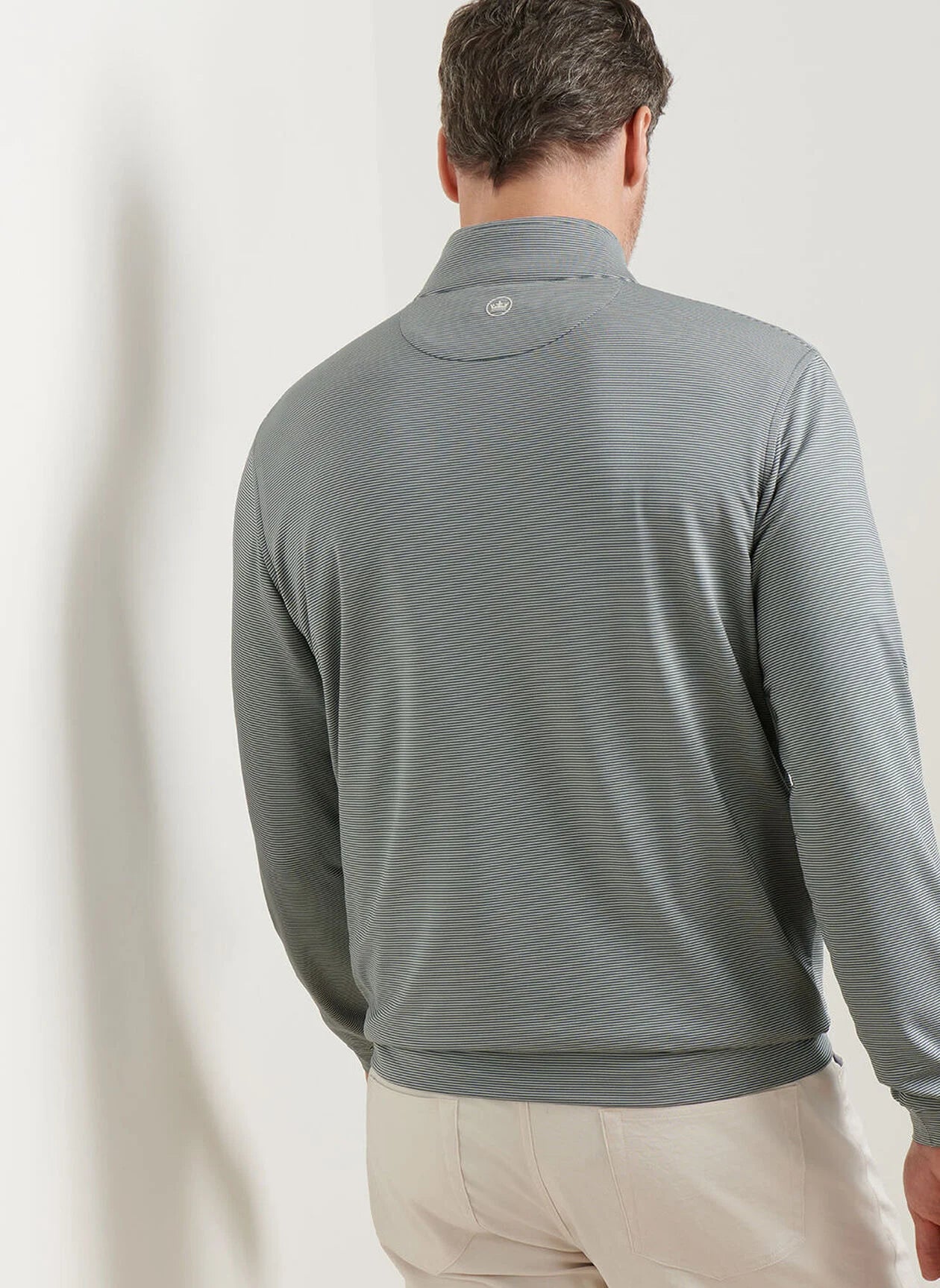 Perth Sugar Stripe Performance Quarter-Zip by Peter Millar - Nordic Pine
