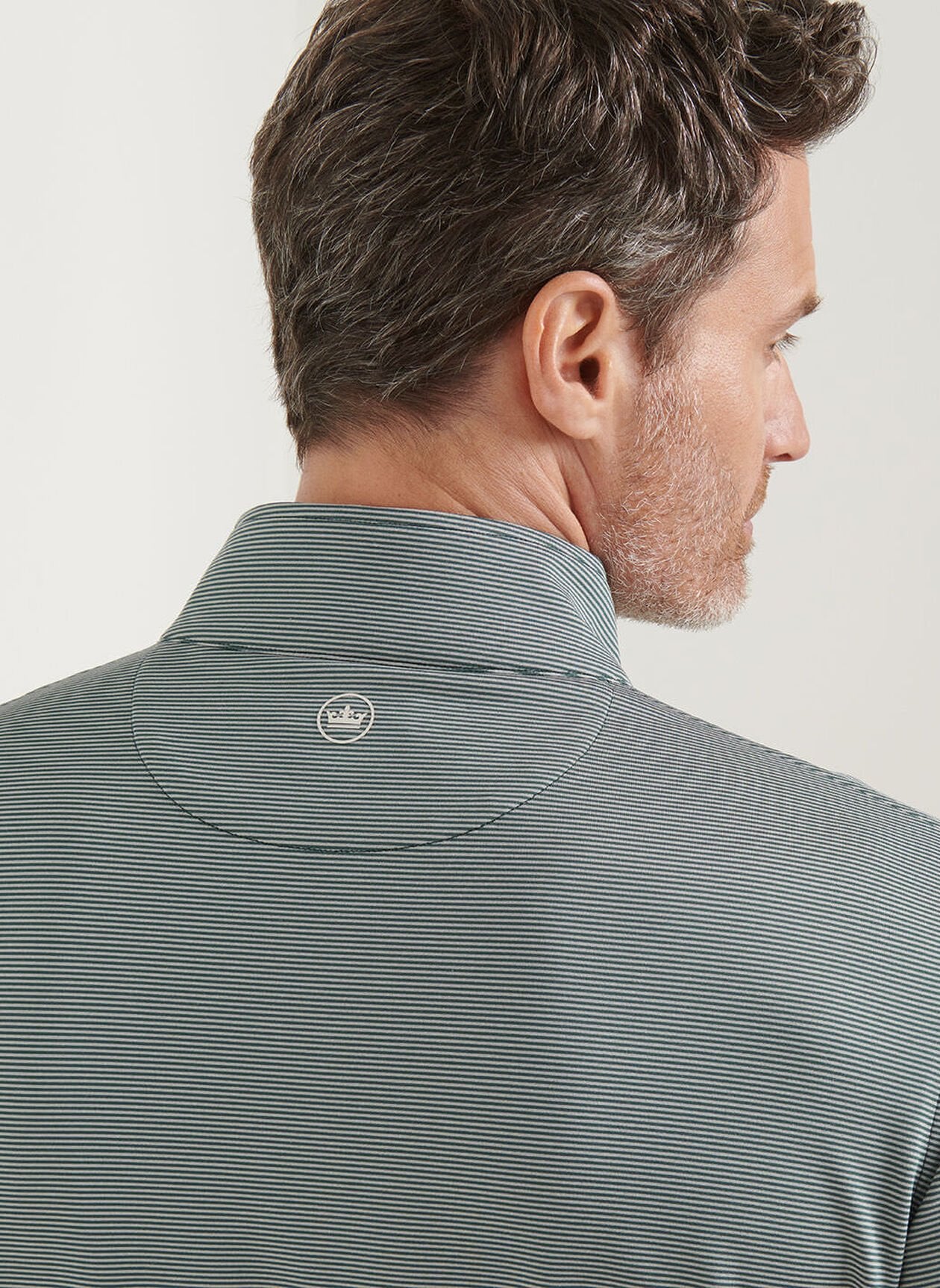 Perth Sugar Stripe Performance Quarter-Zip by Peter Millar - Nordic Pine