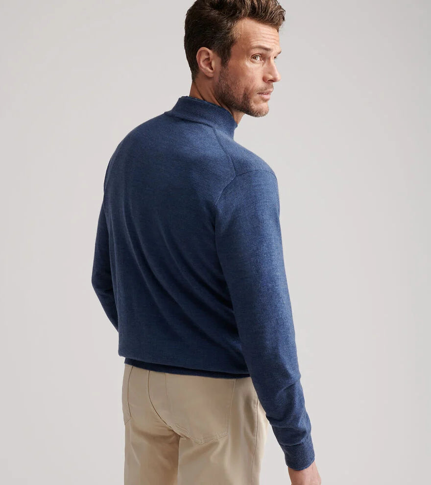 Autumn Crest Suede Trim Quarter-Zip by Peter Millar - Blue Haze