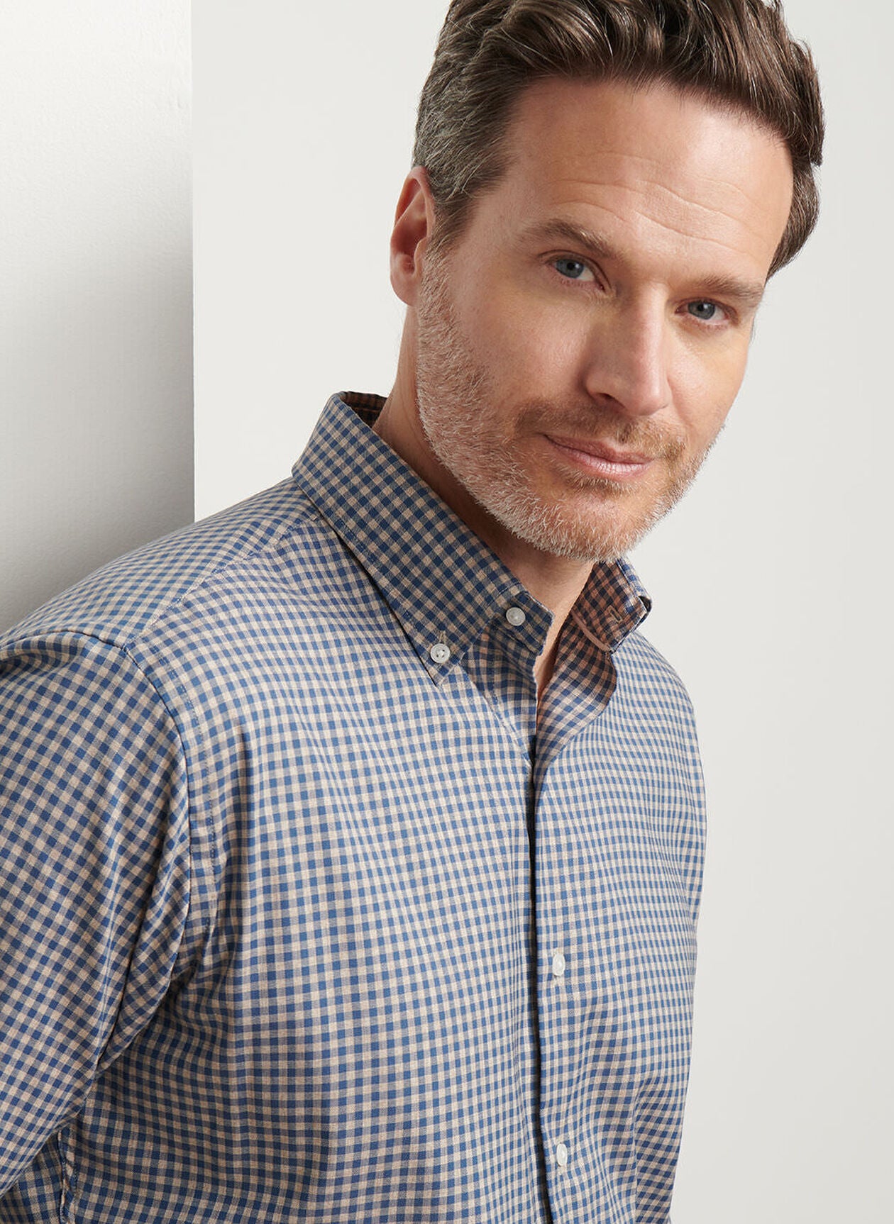 Conway Crown Lite Cotton-Stretch Sport Shirt by Peter Millar - Poplar Brown