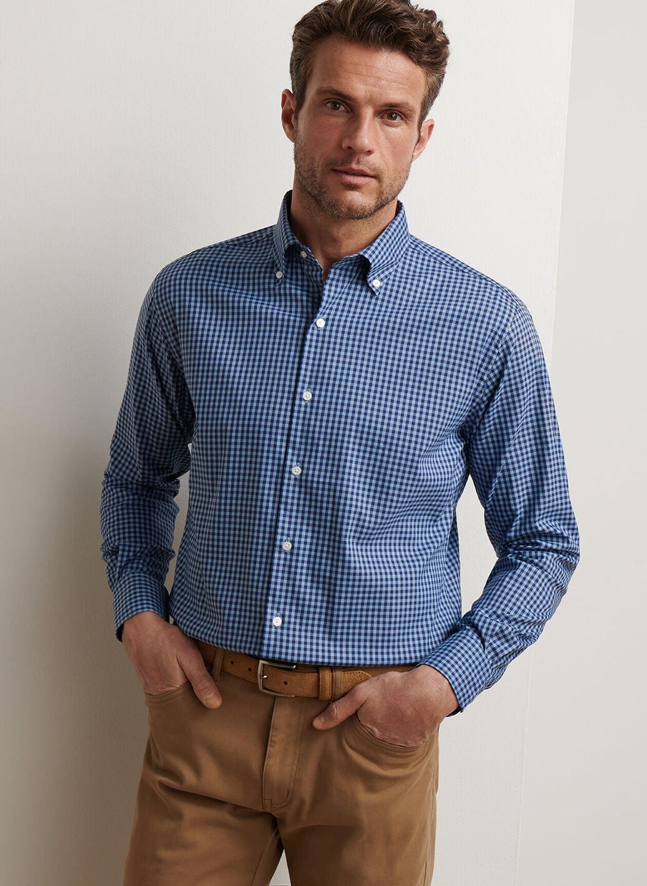 Conway Crown Lite Cotton-Stretch Shirt by Peter Millar - Rudy Blue