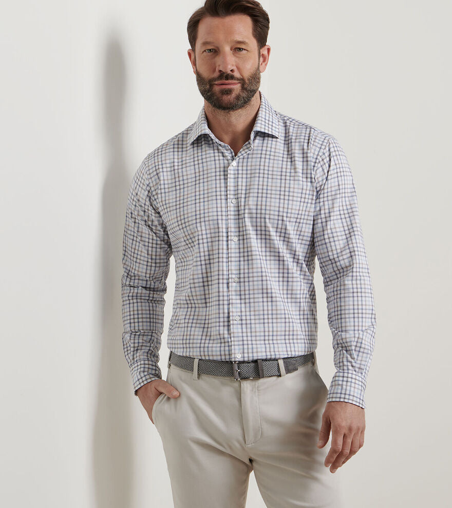 North Coast Crown Lite Cotton-Stretch Sport Shirt by Peter Millar - Blue Haze