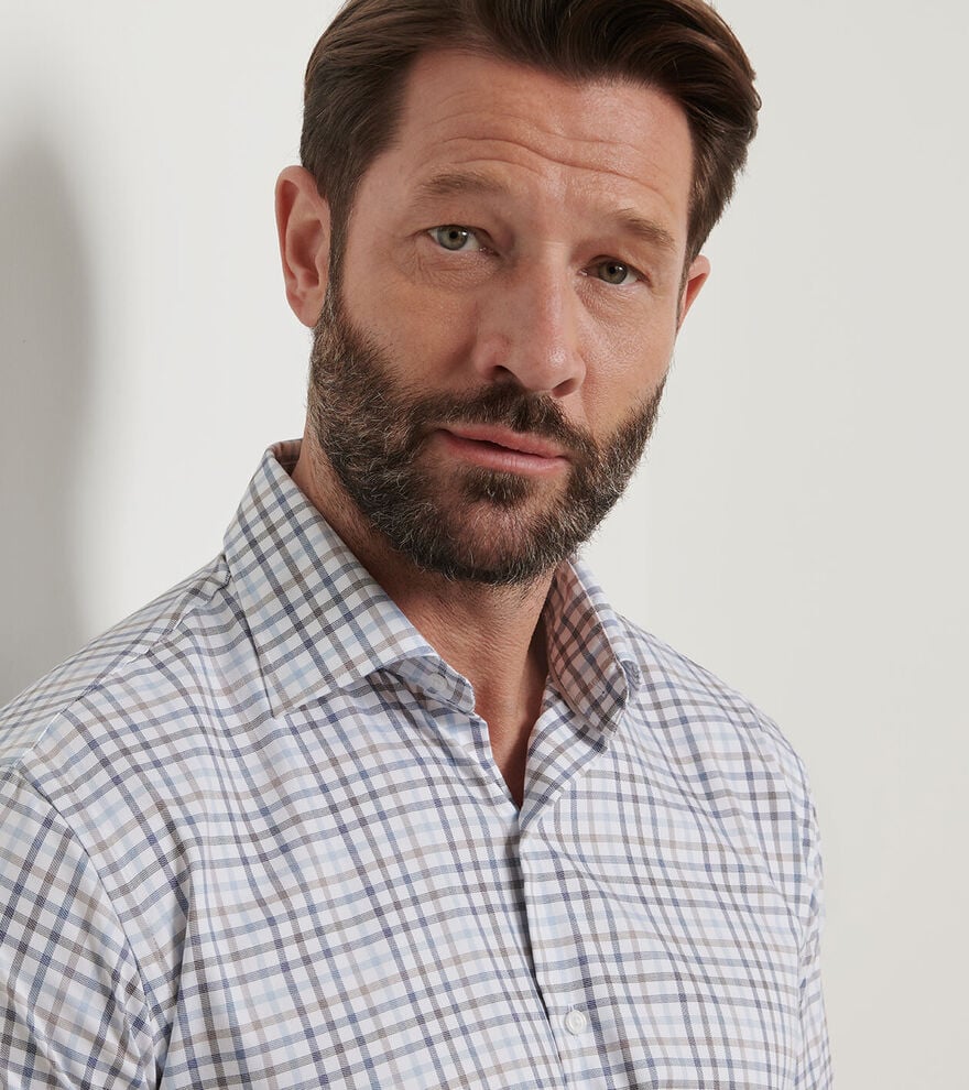 North Coast Crown Lite Cotton-Stretch Sport Shirt by Peter Millar - Blue Haze