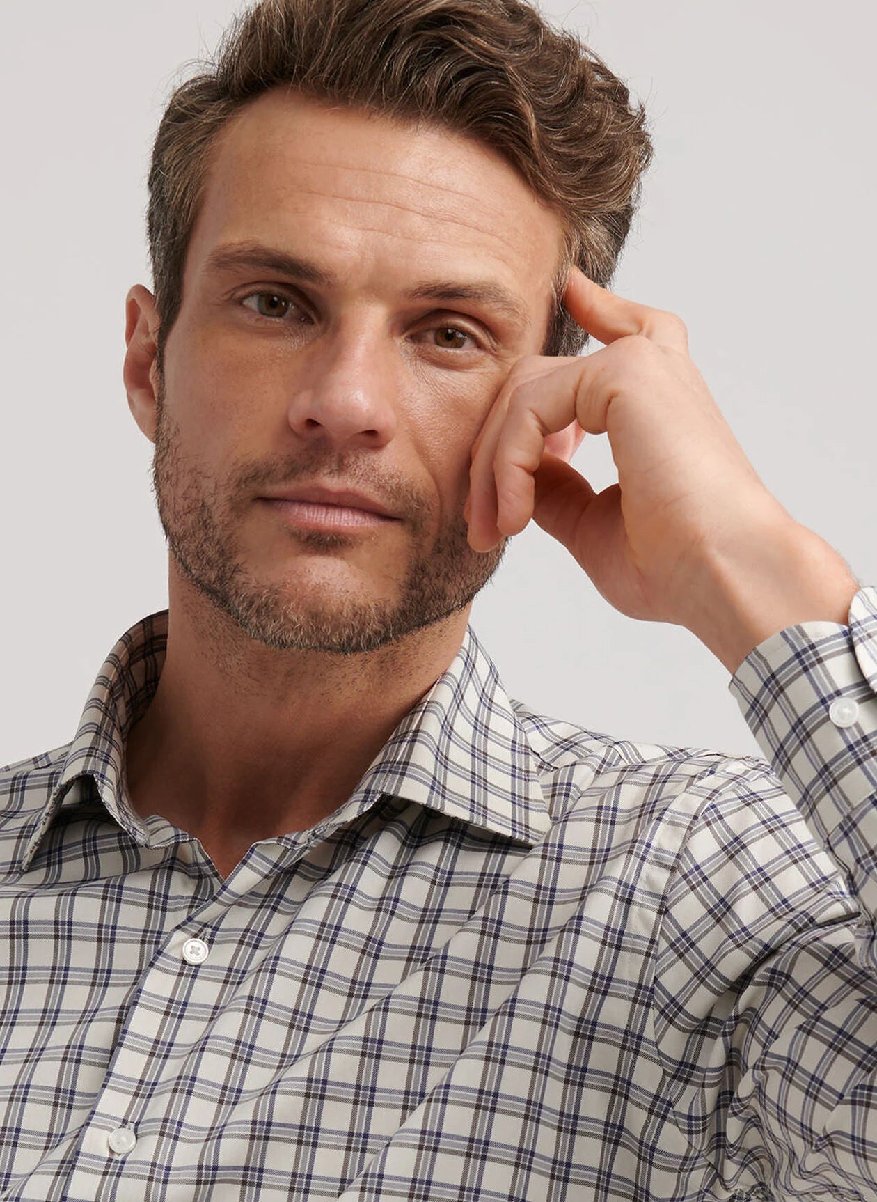 Lenox Crown Lite Cotton-Stretch Sport Shirt by Peter Millar - Winter Ivory