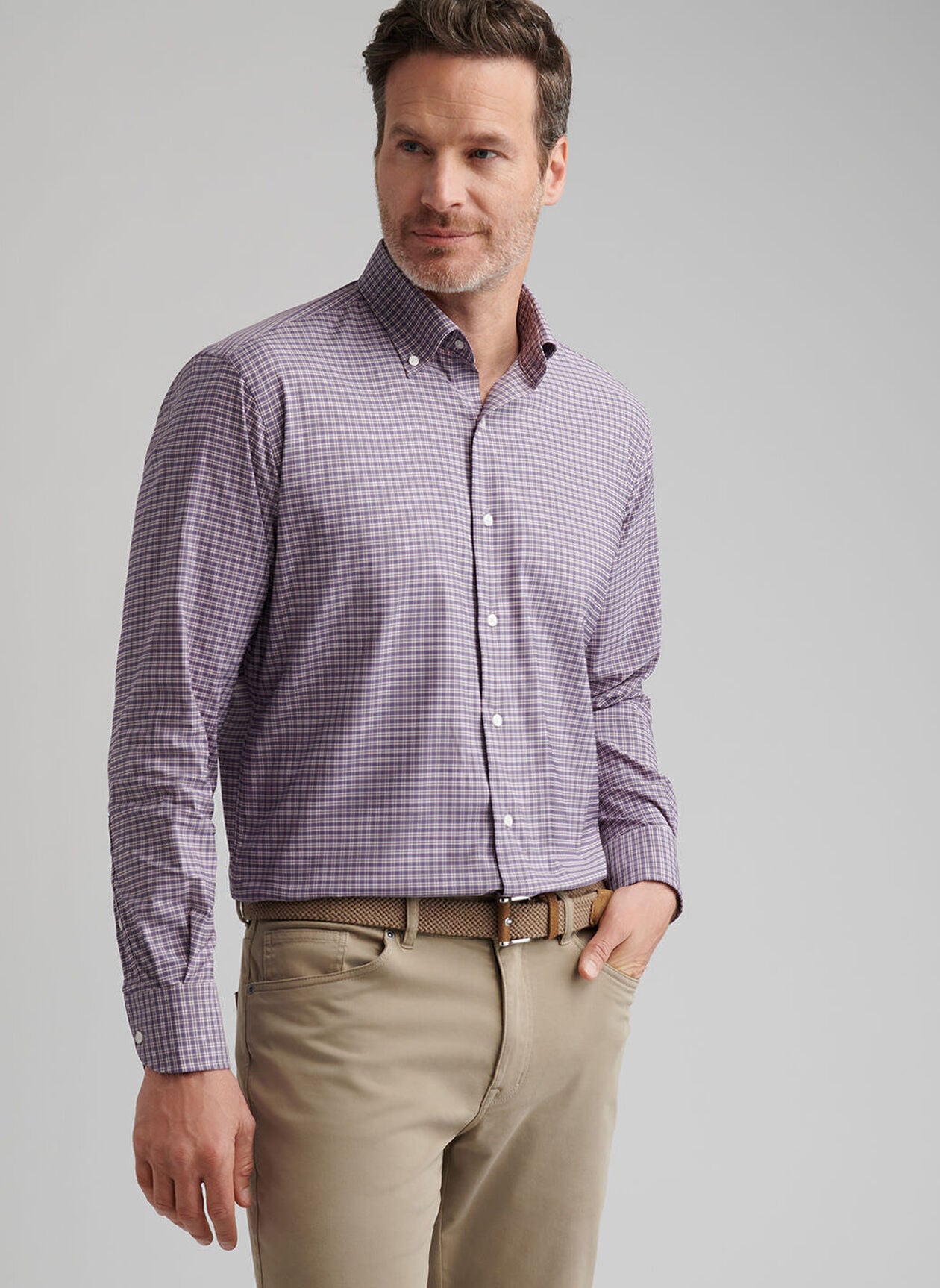 Petaluma Performance Twill Sport Shirt by Peter Millar - Parisian Fig