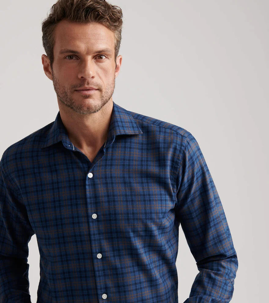 Bar Harbor Performance Flannel Sport Shirt by Peter Millar - Blue Haze