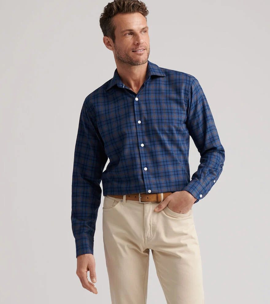 Bar Harbor Performance Flannel Sport Shirt by Peter Millar - Blue Haze