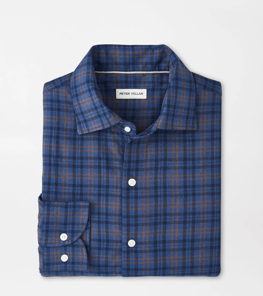 Bar Harbor Performance Flannel Sport Shirt by Peter Millar - Blue Haze
