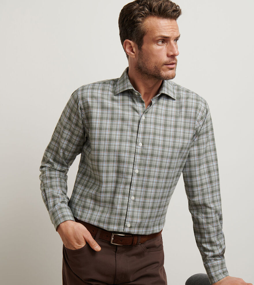 Whitecap Performance Flannel Sport Shirt by Peter Millar - Basil