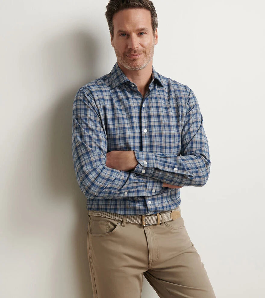 Whitecap Performance Flannel Sport Shirt by Peter Millar - Blue Haze