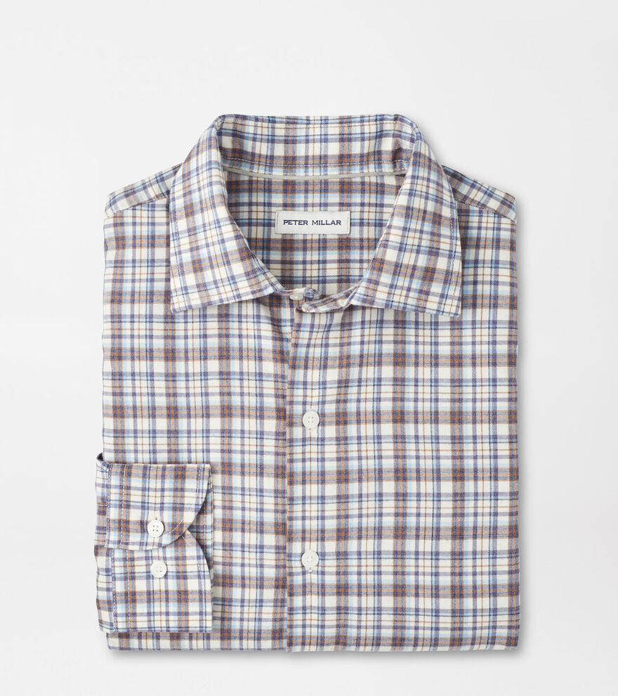 Waynesville Performance Flannel Sport Shirt by Peter Millar - Winter Ivory