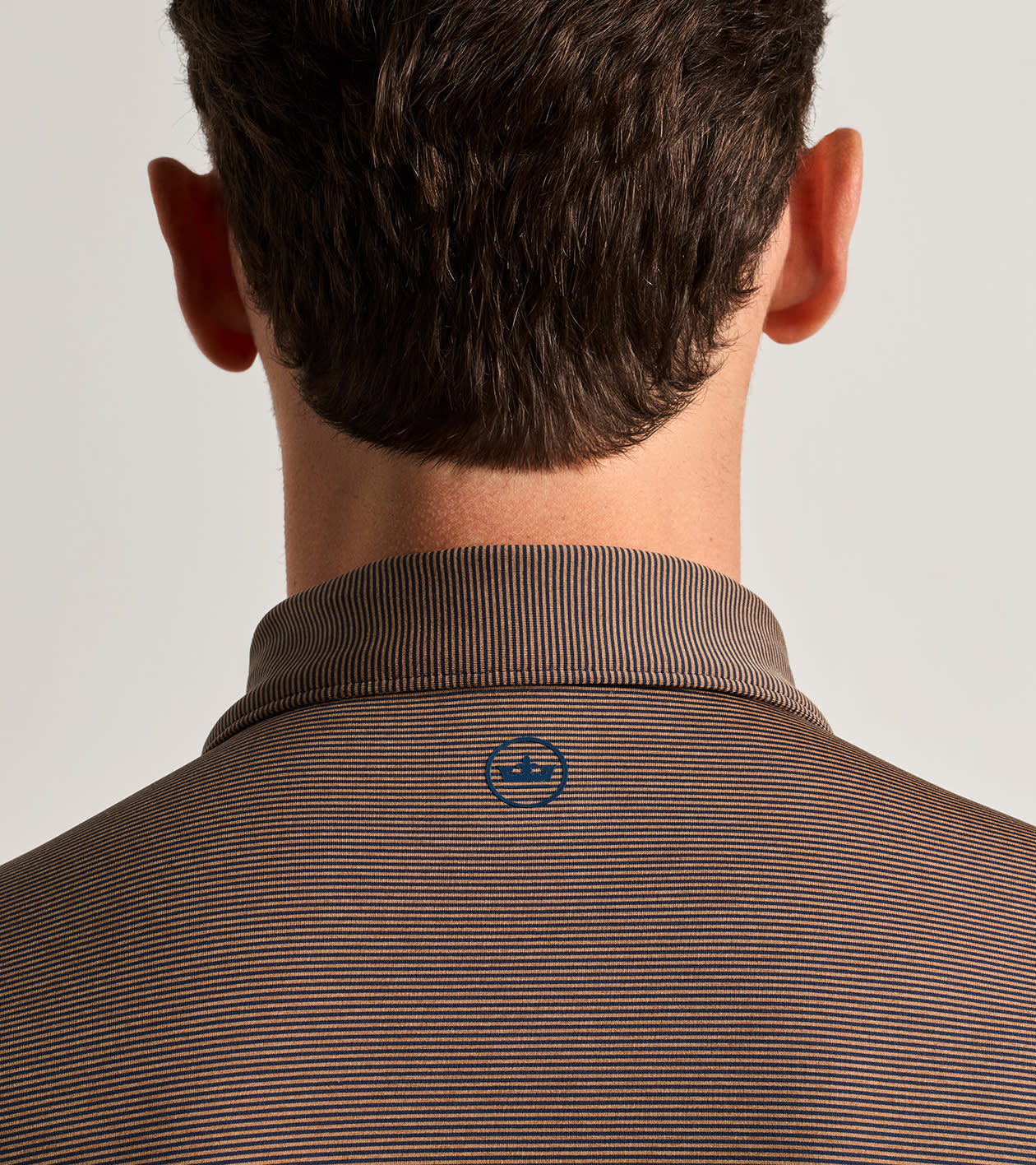 Jubilee Performance Jersey Polo by Peter Millar - Navy w/ Dark Amber