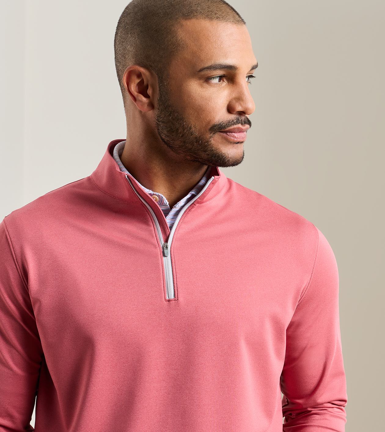 Perth Mélange Performance Quarter-Zip by Peter Millar - Red Coral