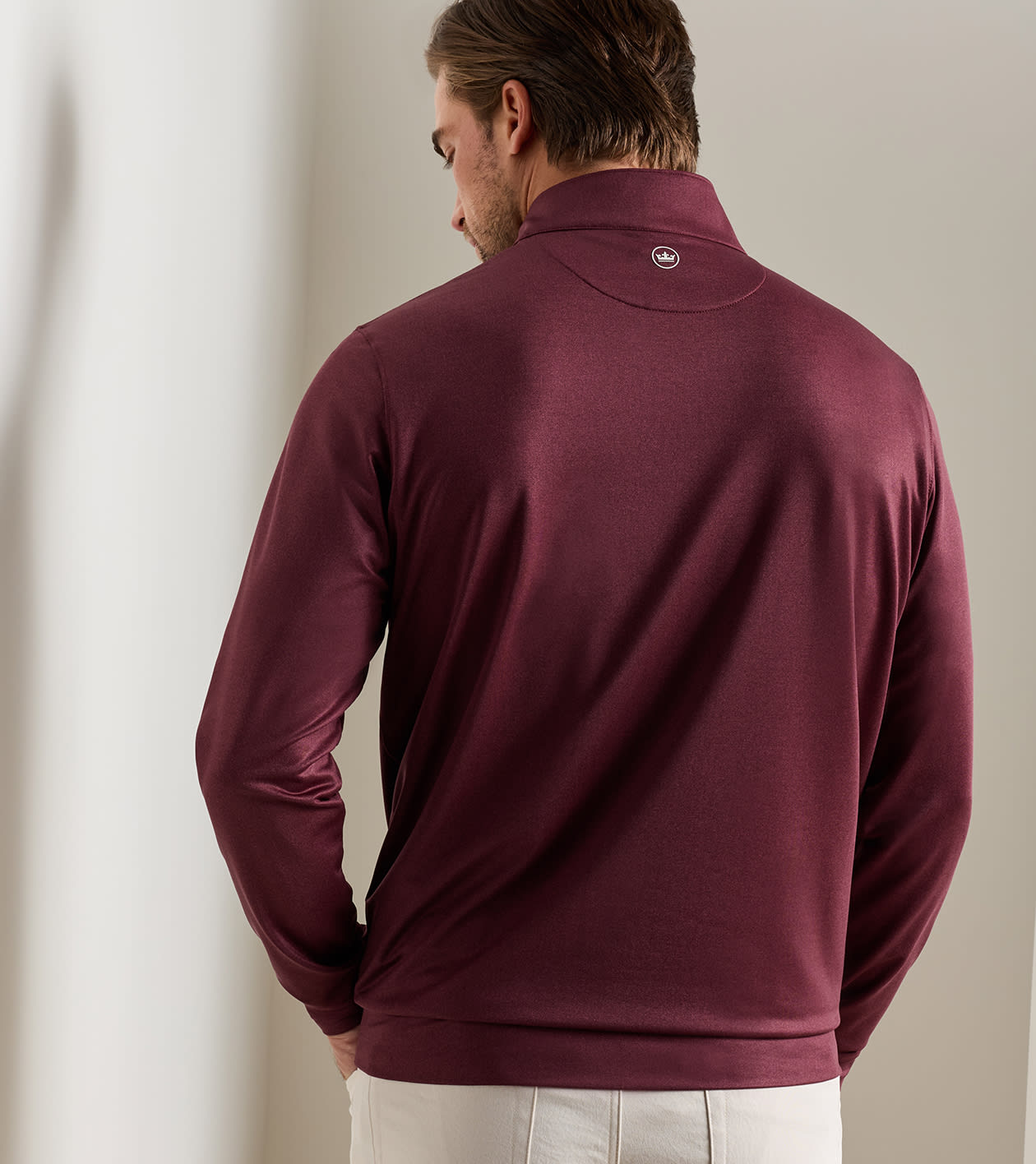 Perth Herringbone Performance Quarter-Zip by Peter Millar - Bordeaux