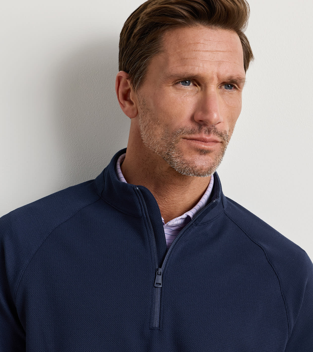 Cradle Piqué Performance Quarter-Zip by Peter Millar - Navy