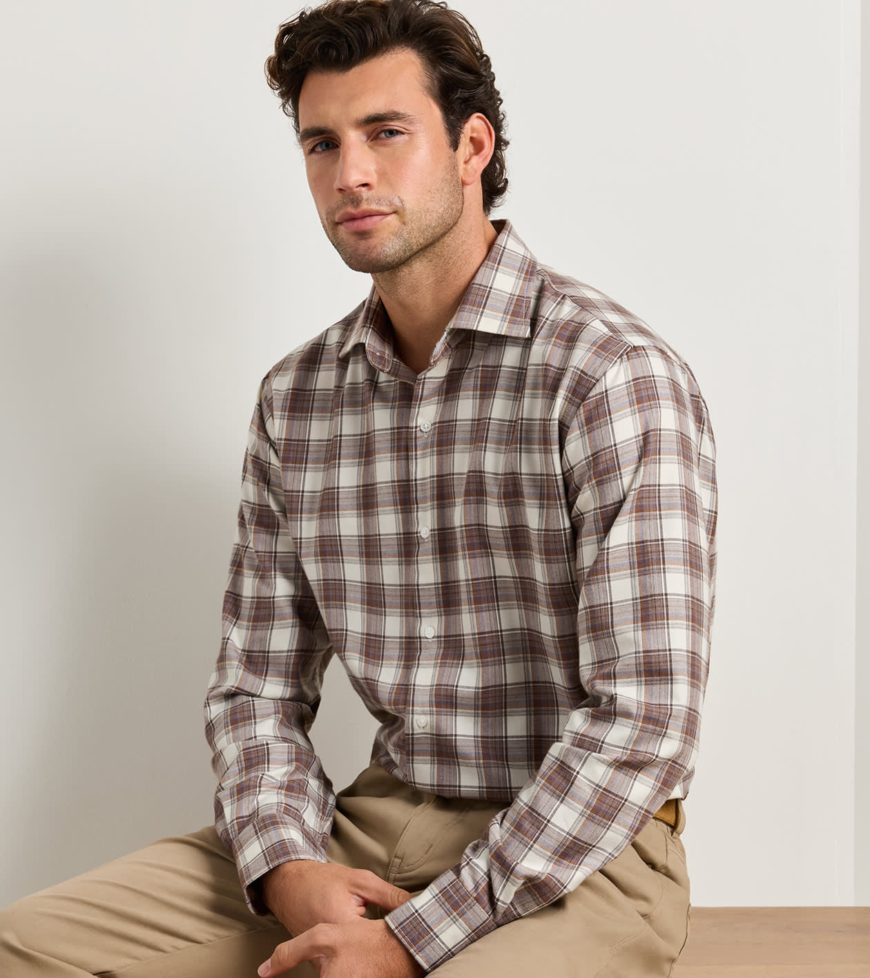 Cannon Performance Flannel Sport Shirt by Peter Millar -  Winter Ivory