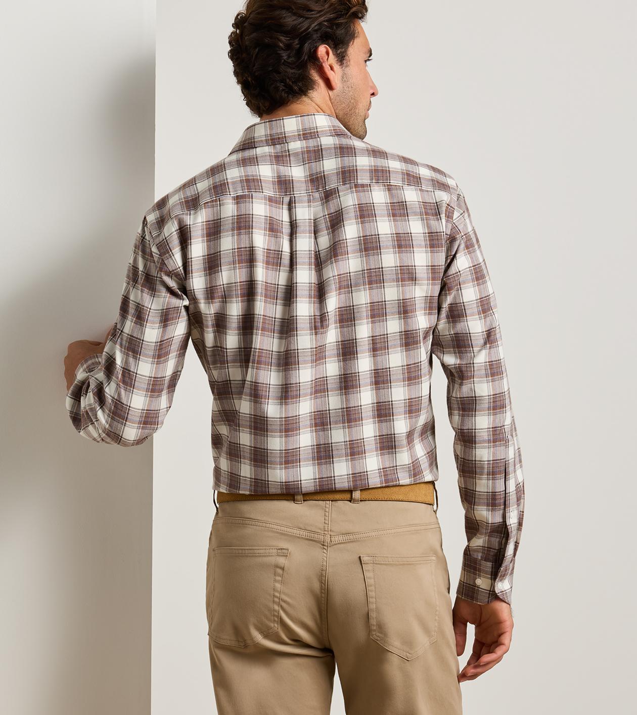 Cannon Performance Flannel Sport Shirt by Peter Millar -  Winter Ivory