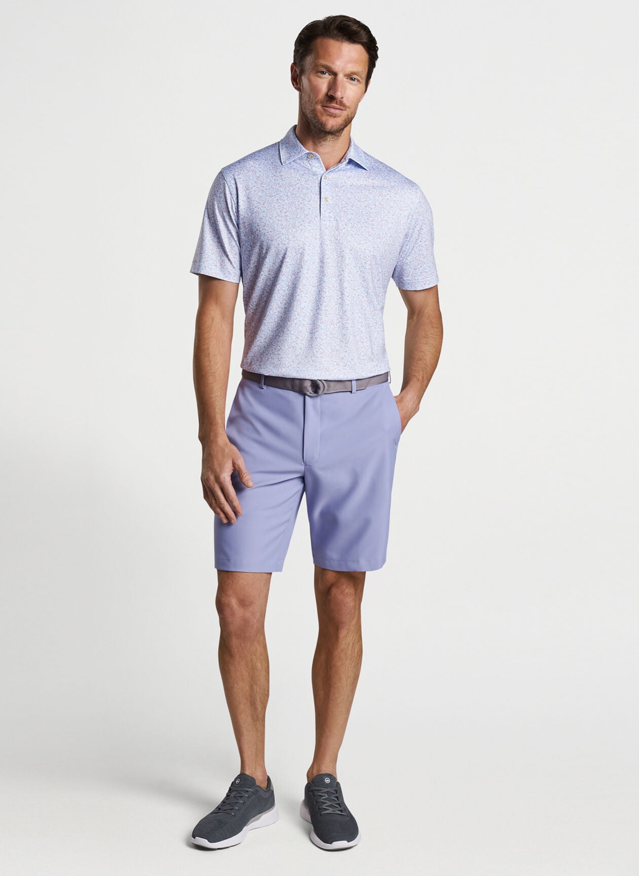 Dazed And Transfused Performance Jersey Polo - White Lavender Fog
