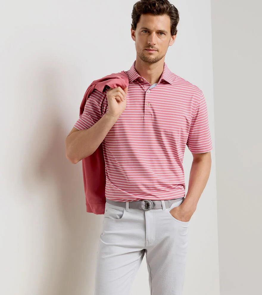 Dunnes Performance Jersey Polo by Peter Millar - Chili Red