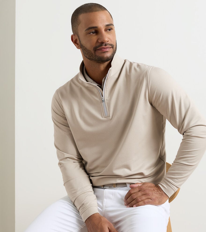 Perth Mélange Performance Quarter-Zip by Peter Millar - Biscuit