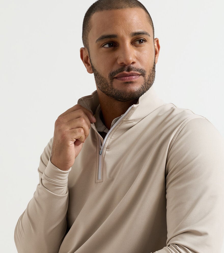 Perth Mélange Performance Quarter-Zip by Peter Millar - Biscuit