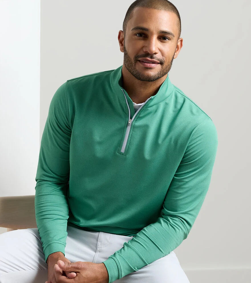 Perth Mélange Performance Quarter-Zip by Peter Millar - Snow Pea