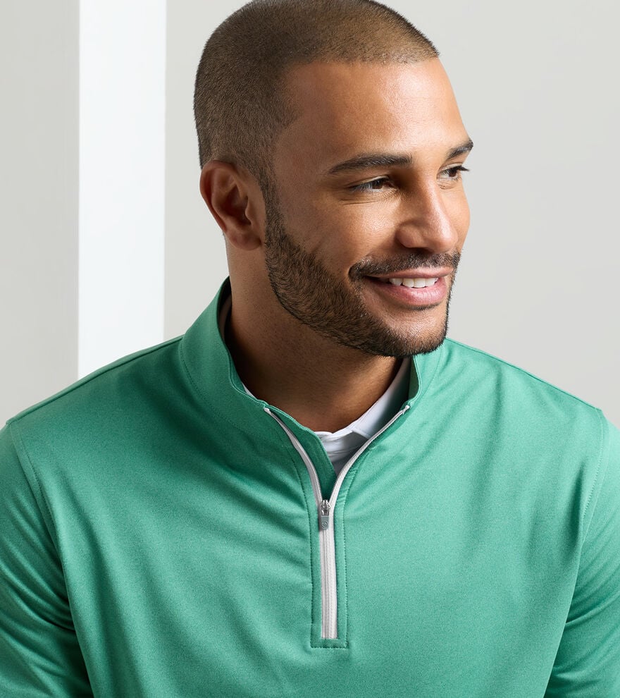 Perth Mélange Performance Quarter-Zip by Peter Millar - Snow Pea