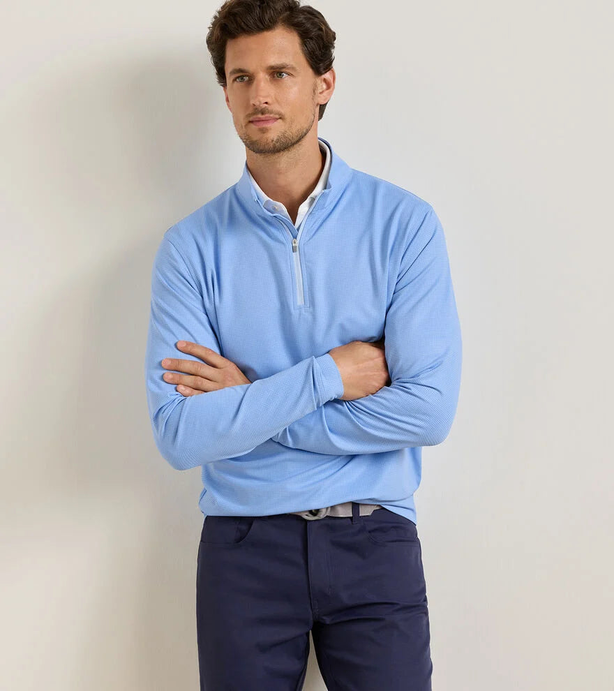 Perth Basketweave Performance Quarter-Zip by Peter Millar - Cottage Blue