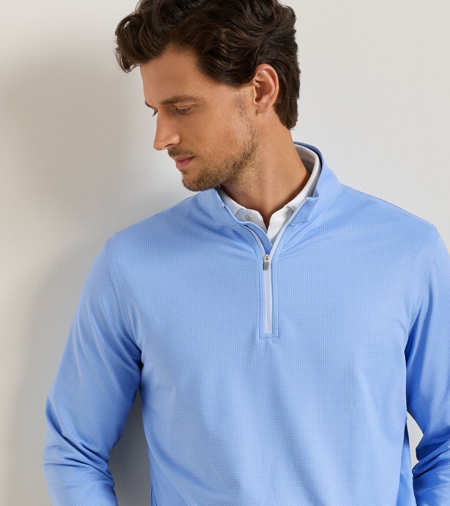 Perth Basketweave Performance Quarter-Zip by Peter Millar - Cottage Blue