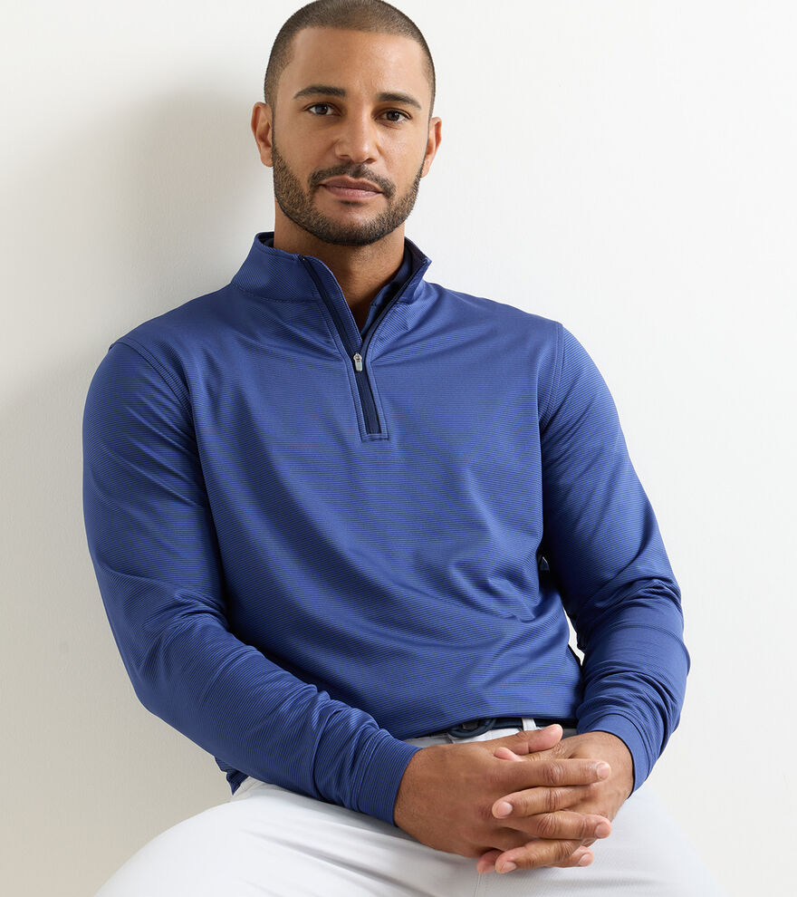 Perth Sugar Stripe Performance Quarter-Zip by Peter Millar - Navy