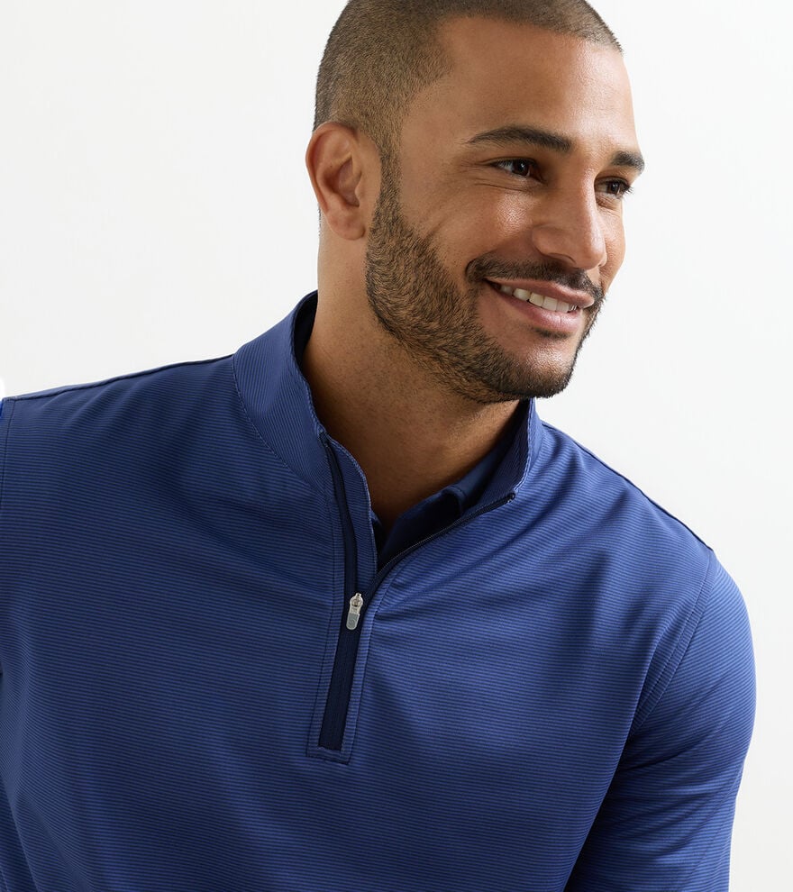 Perth Sugar Stripe Performance Quarter-Zip by Peter Millar - Navy