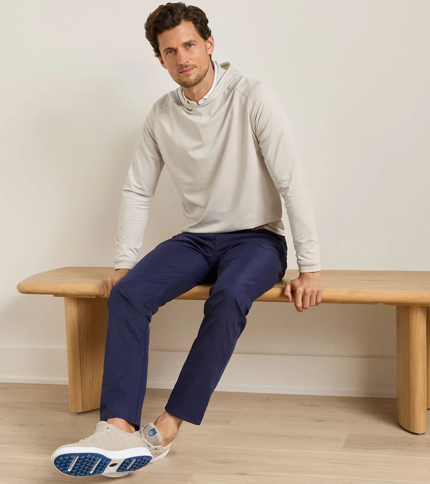 Pine Sugar Stripe Performance Hoodie by Peter Millar - Biscuit