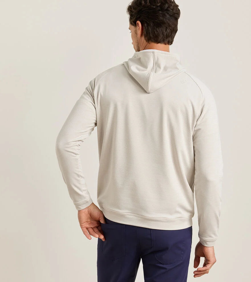 Pine Sugar Stripe Performance Hoodie by Peter Millar - Biscuit