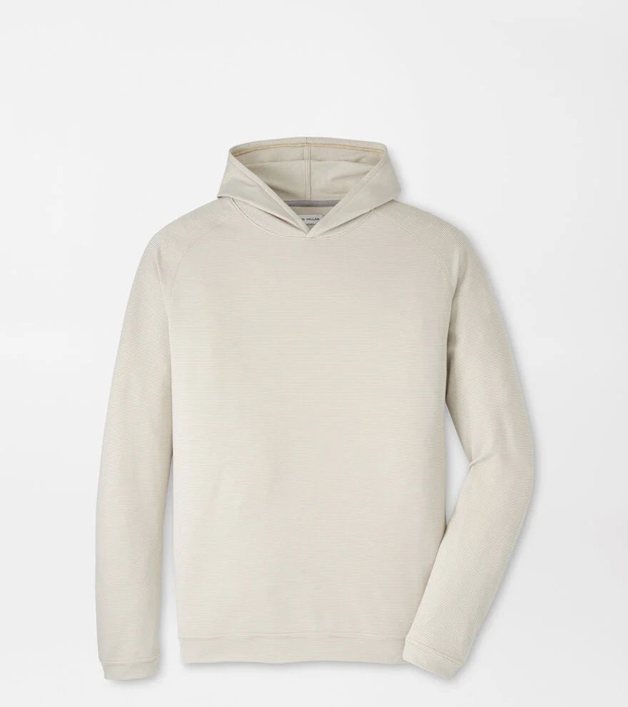 Pine Sugar Stripe Performance Hoodie by Peter Millar - Biscuit