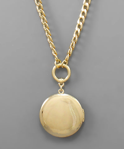 Disk Locket Chain Necklace