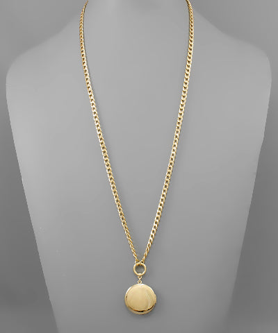Disk Locket Chain Necklace