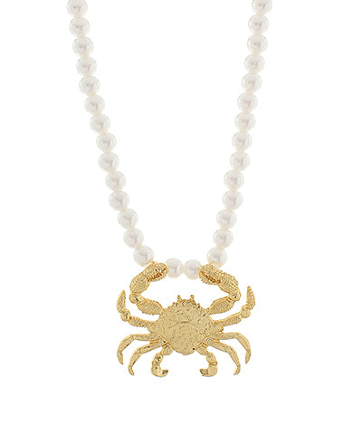 Crab Necklace with Pearls