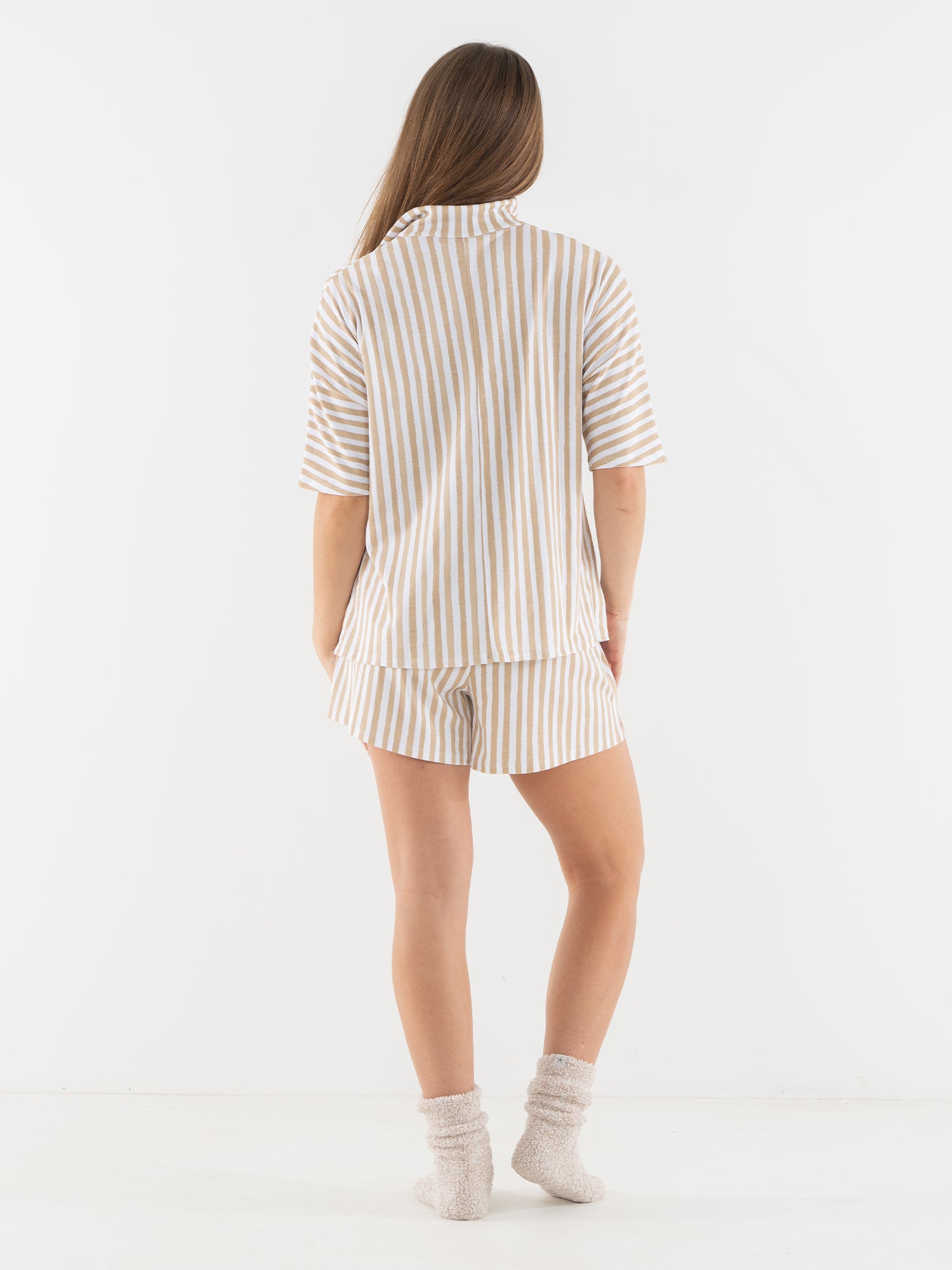Pajama Short Set - Sand Stripe