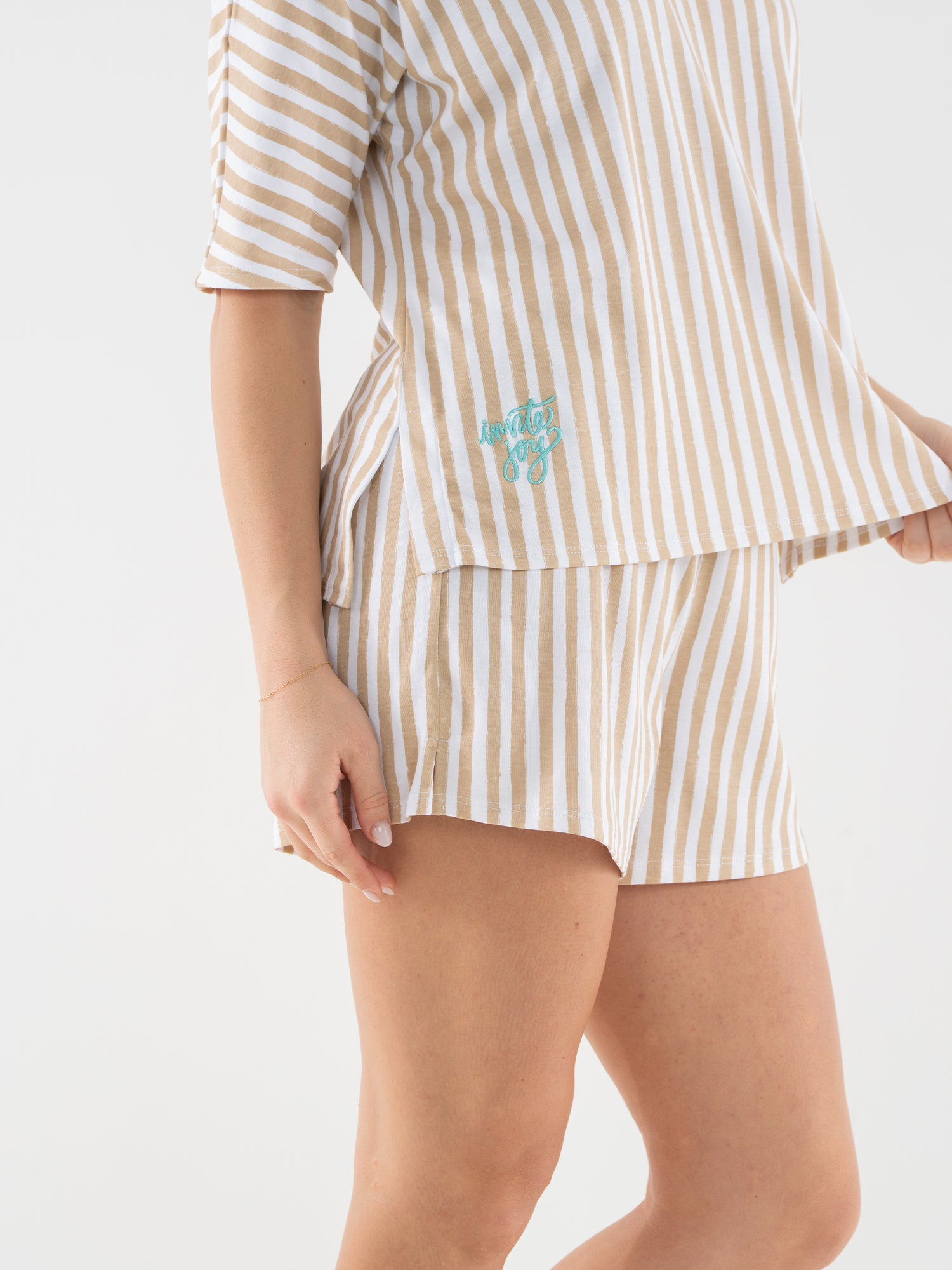 Pajama Short Set - Sand Stripe