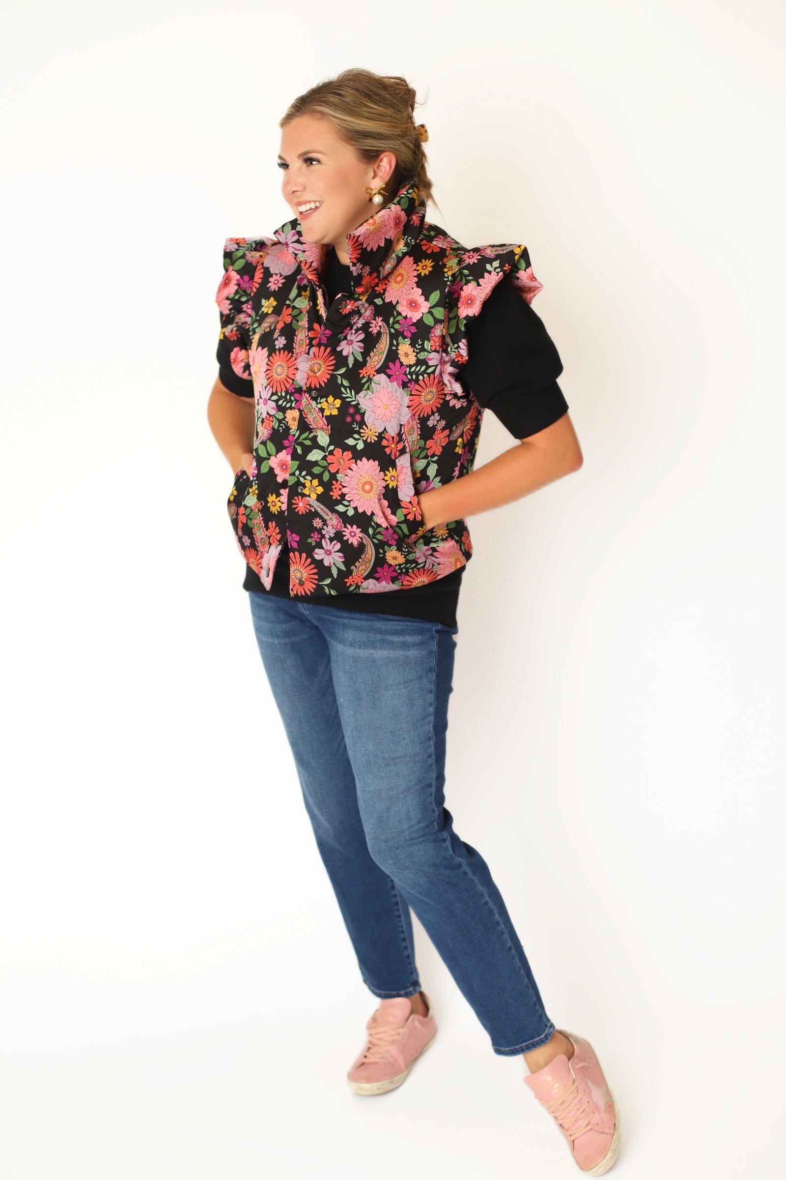 The Garden Party Vest - Black Floral