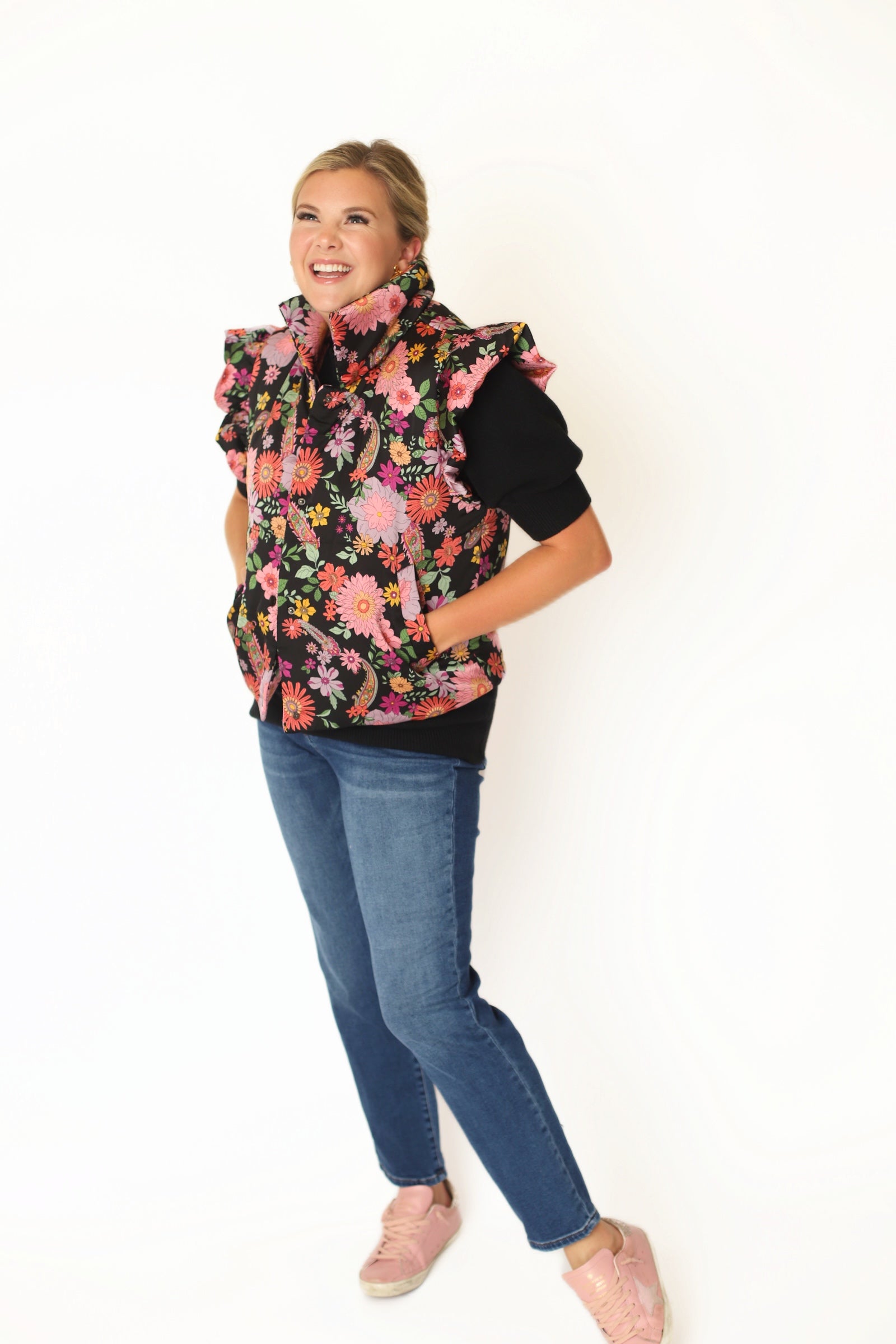 The Garden Party Vest - Black Floral