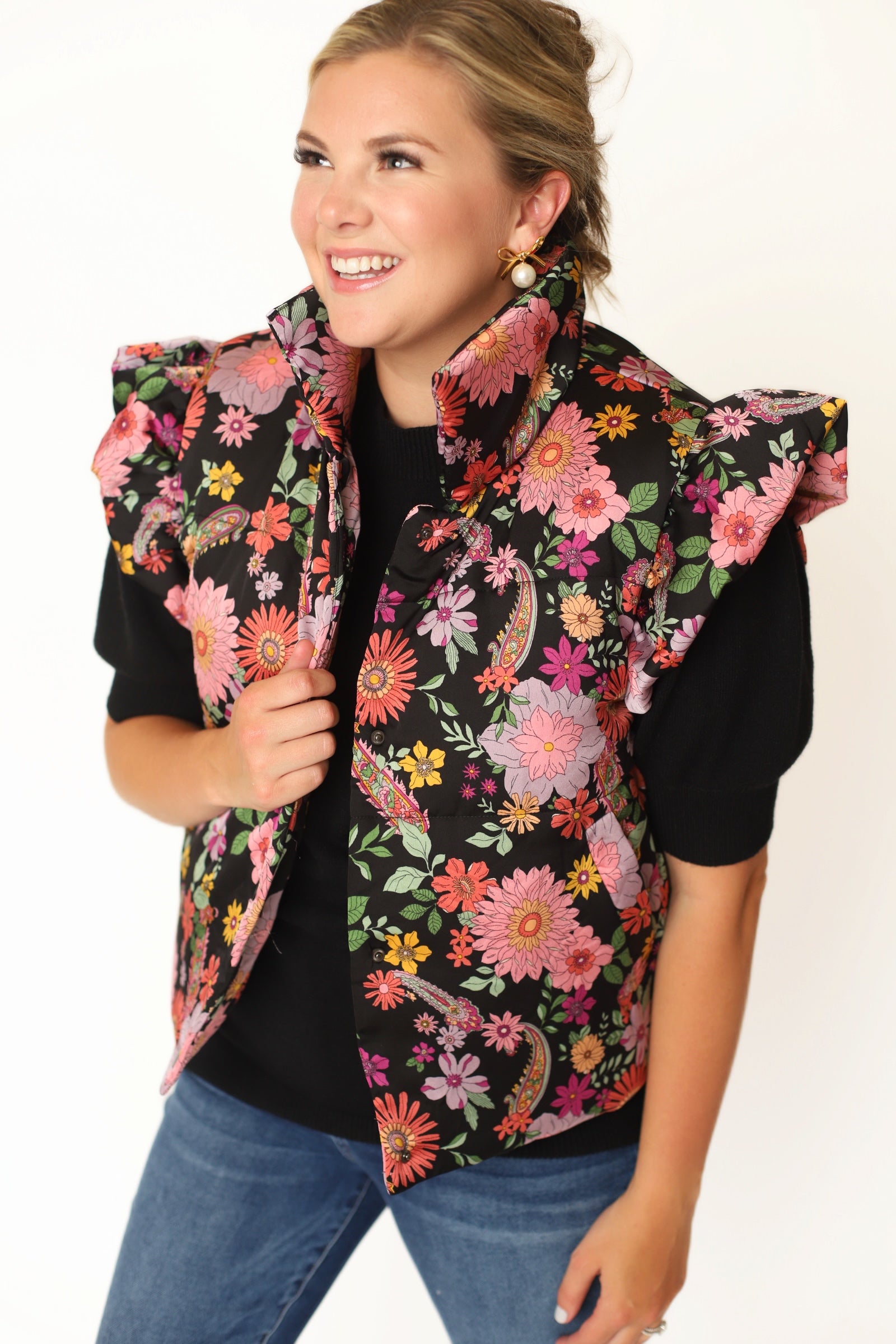 The Garden Party Vest - Black Floral