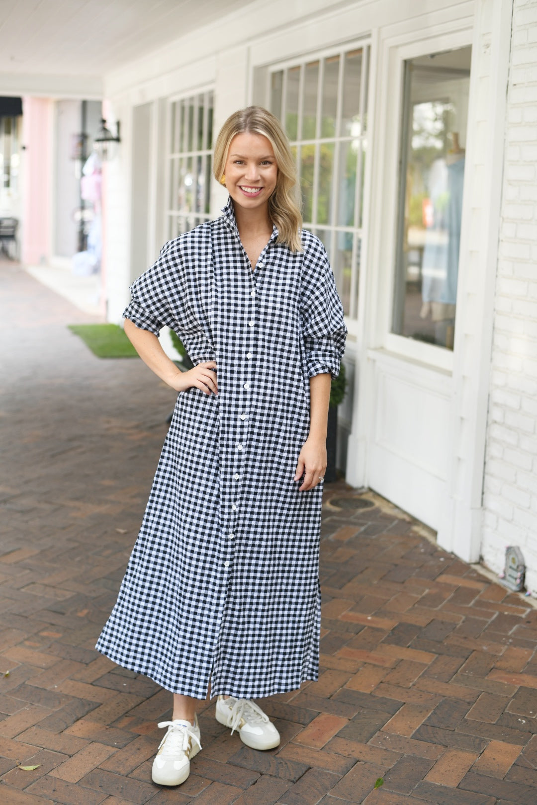 The Chastain Maxi - Black Seer Gingham