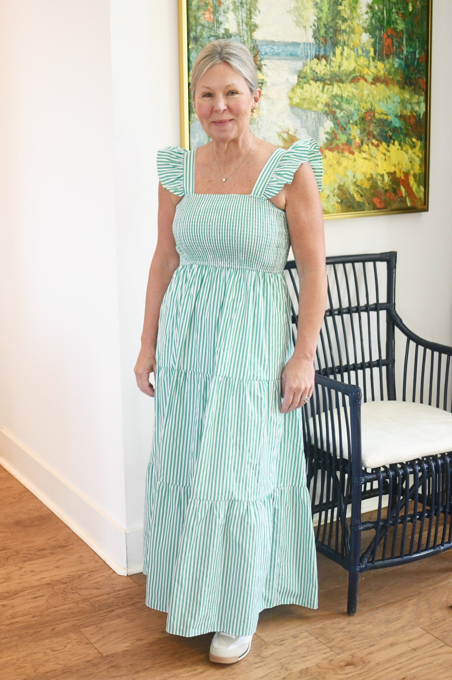 The Hill Dress - Green Stripe