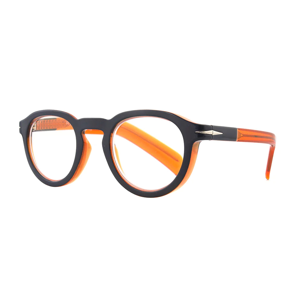 Theodore Eyeglass- Navy Blue/Transparent Orange