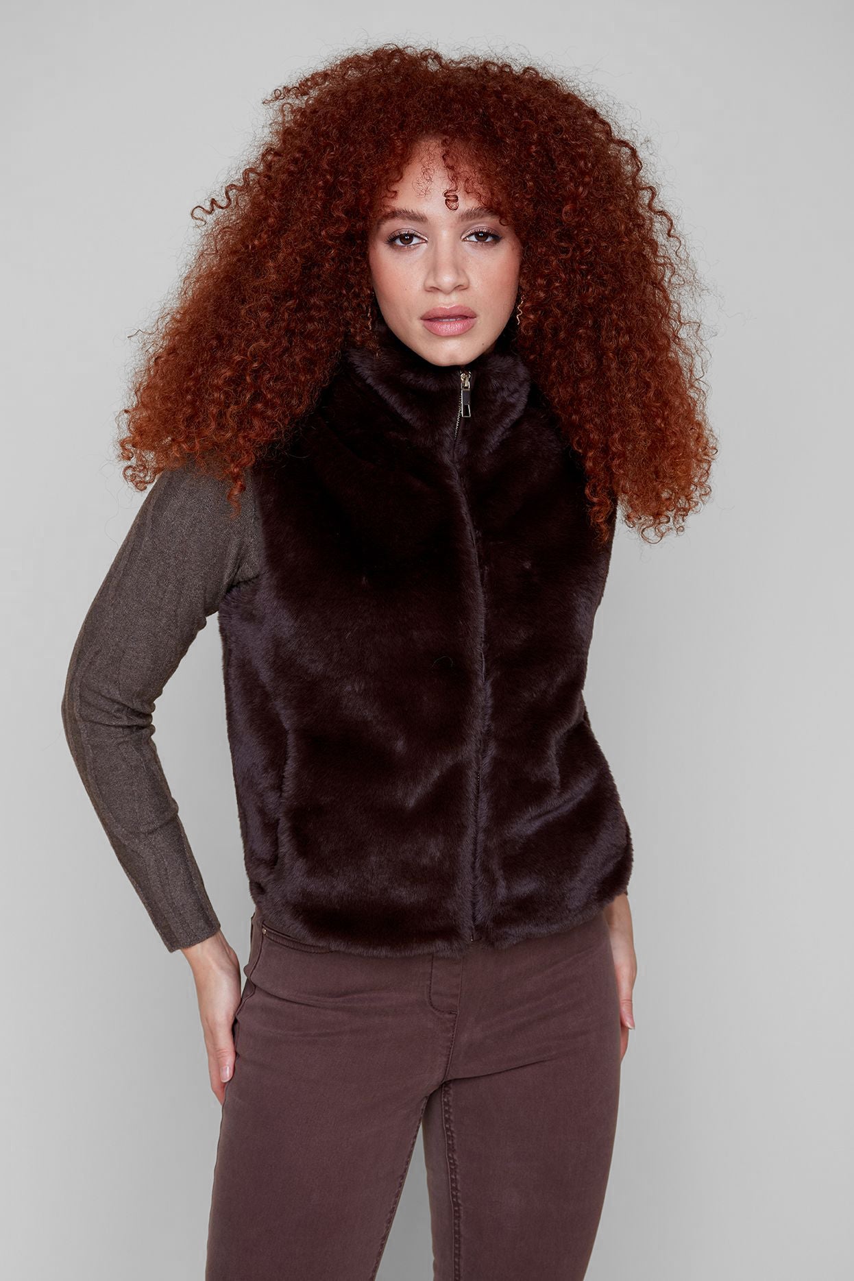 Short Fur Vest - Chocolate