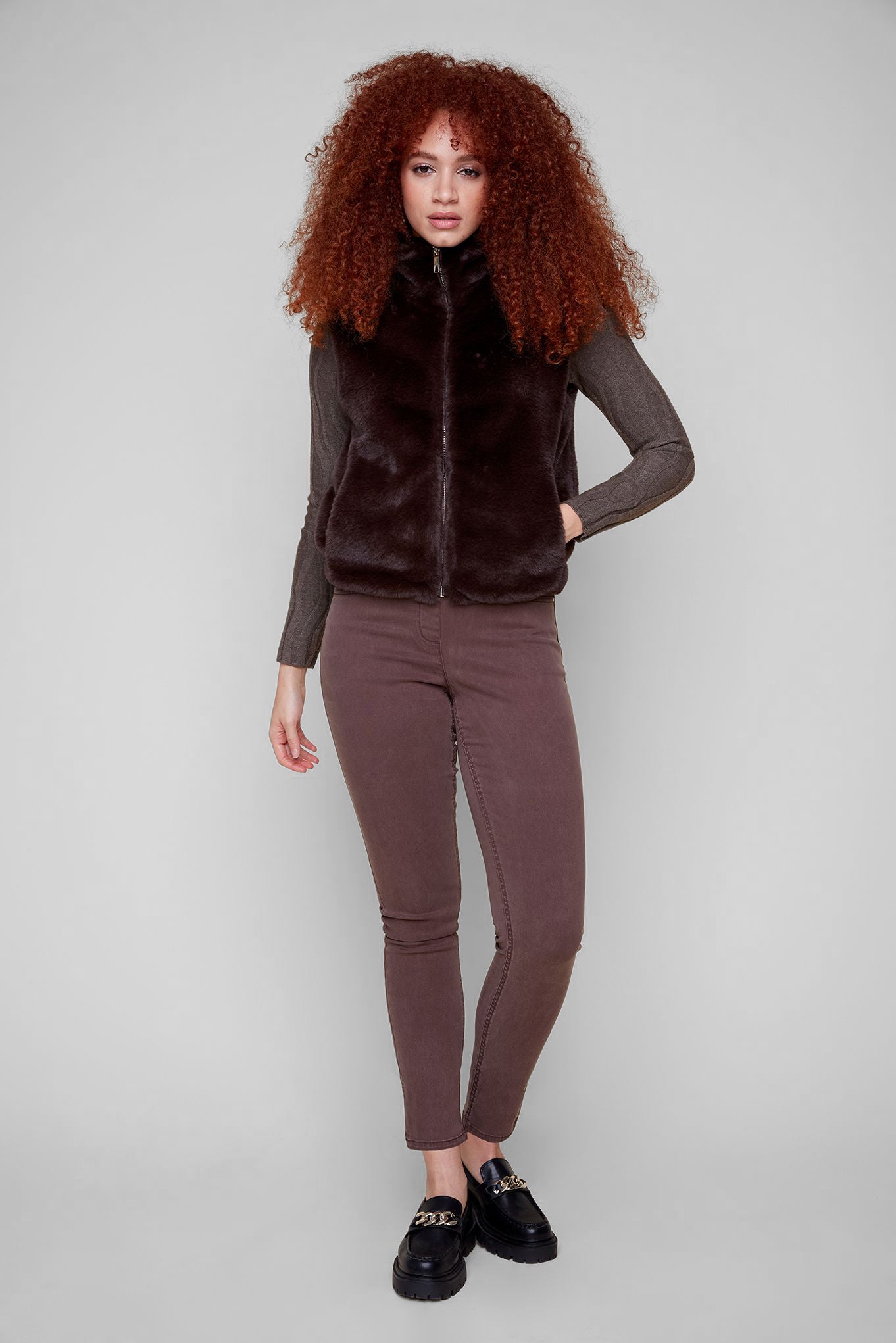 Short Fur Vest - Chocolate