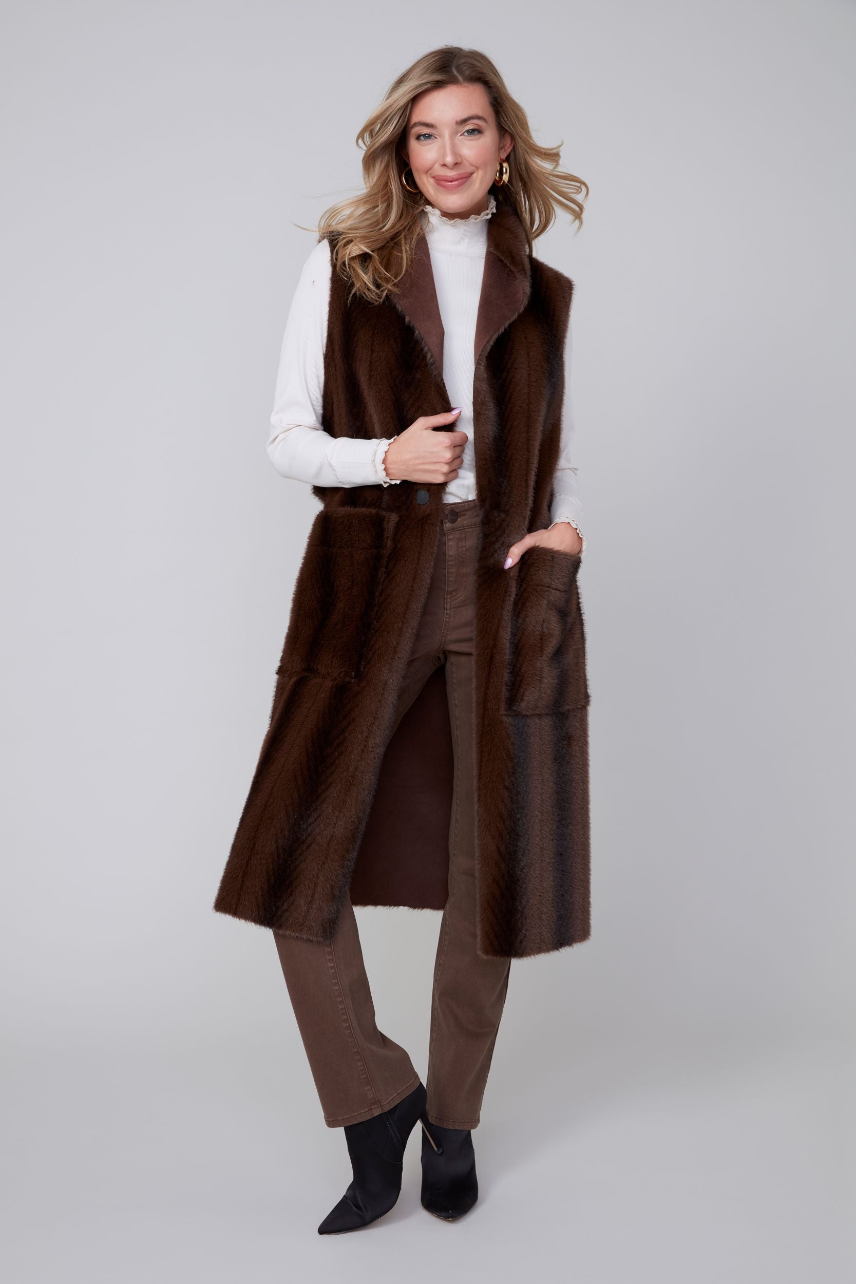 Long Fur Vest - Chocolate