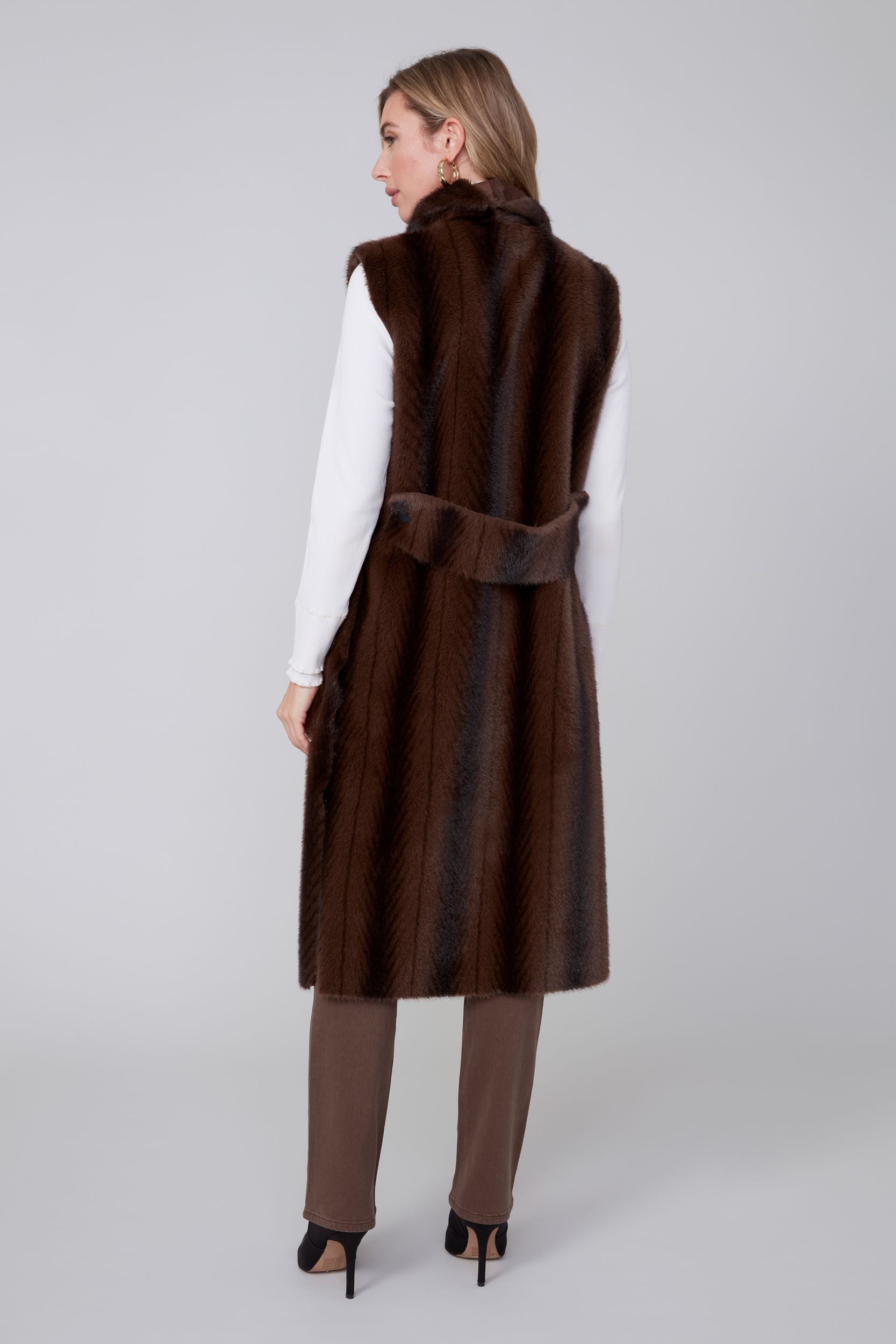 Long Fur Vest - Chocolate